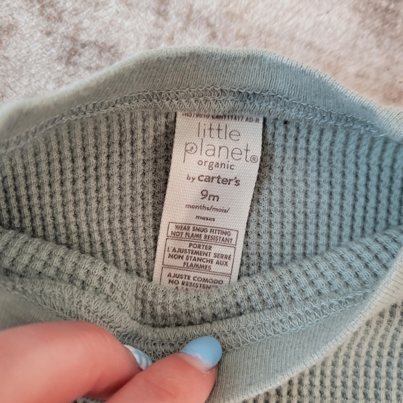 Carter’s Baby Boy Organic Cotton Thermal Top Light Green 9M - Picture 2 of 3